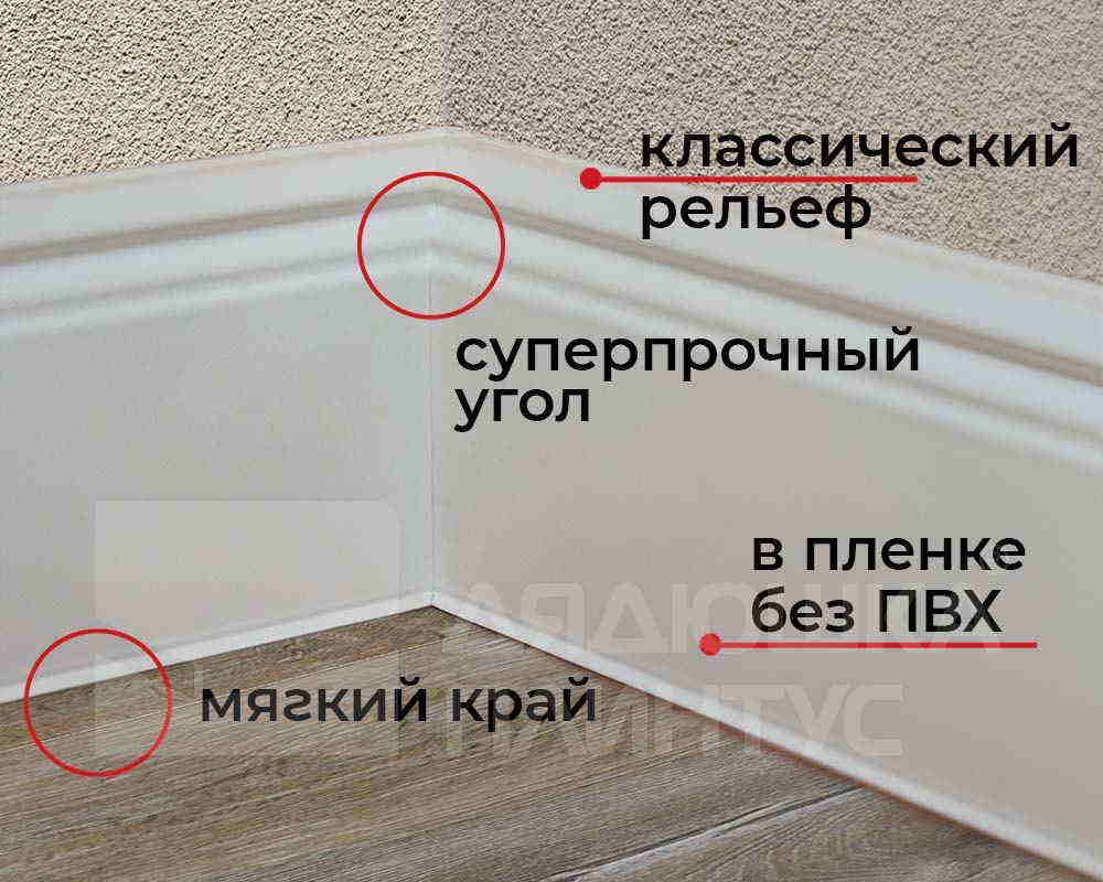 Плинтус ХДФ Dollken Cubu Hamburg Style 80мм х 2,5 м 1144 Черный